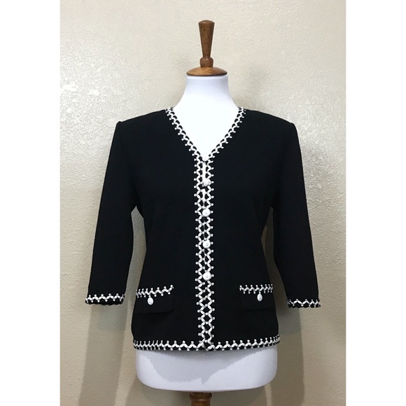St. John Collection Jackets & Blazers - St. John Collection Satin Trim Knit Jacket Size 2